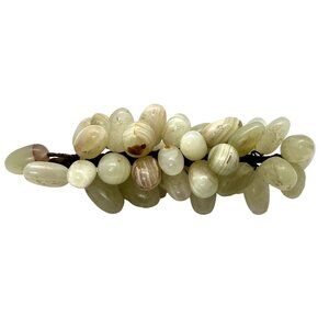 Alabaster Marble Stone Green Grape Cluster With Stem MCM Vintage 9"